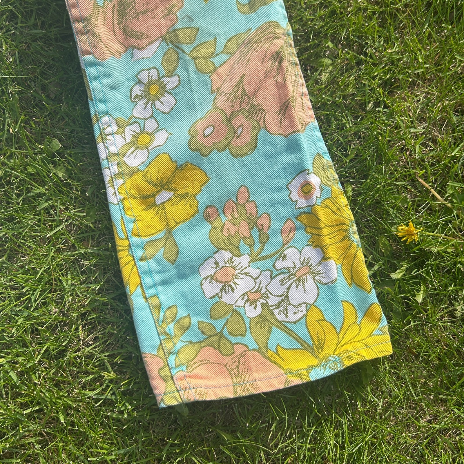 Maverick Groovy Vintage 1970 1960s Straights Pants Jeans Floral Sz 12 Girls Bell
