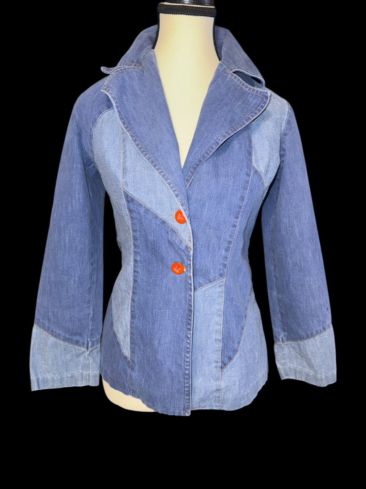 60’s 70’s Patchwork Denim Jacket Authentic Whistle Stop 100% Cotton Hippie Boho