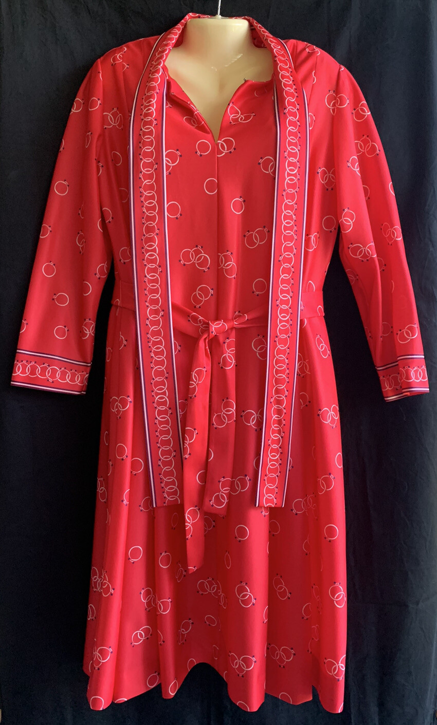 VINTAGE Leslie Pomer 60’s 70’s Long Sleeve Maxi Dress Polyester Hostess Dress