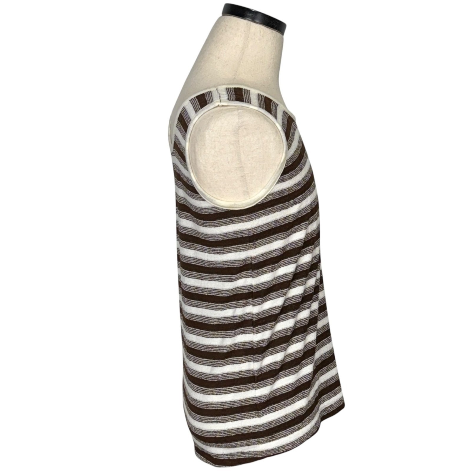 Vintage 70s Striped Brown & White Sleeveless Monsanto Small Tank Top