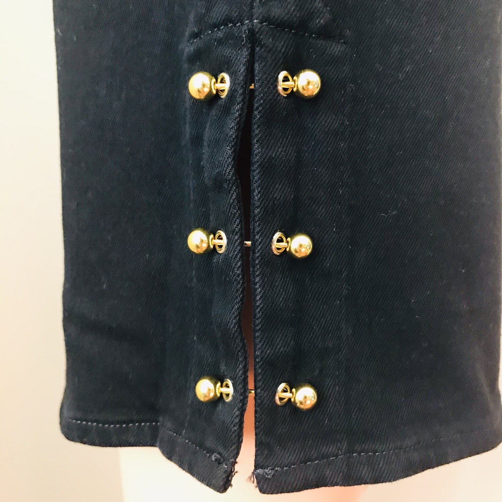 Hudson Women’s Gold Pierced Stretch Black Denim Skirt Sz 27 Urban Night NWT $225