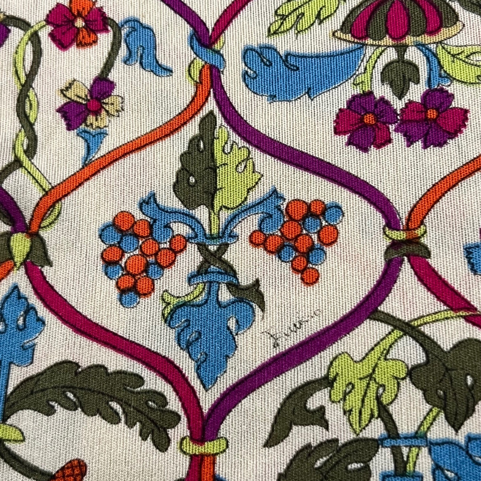 Emilio Pucci Vintage 60s Top Womens 8 Multicolor Signature Silk Floral Trellis