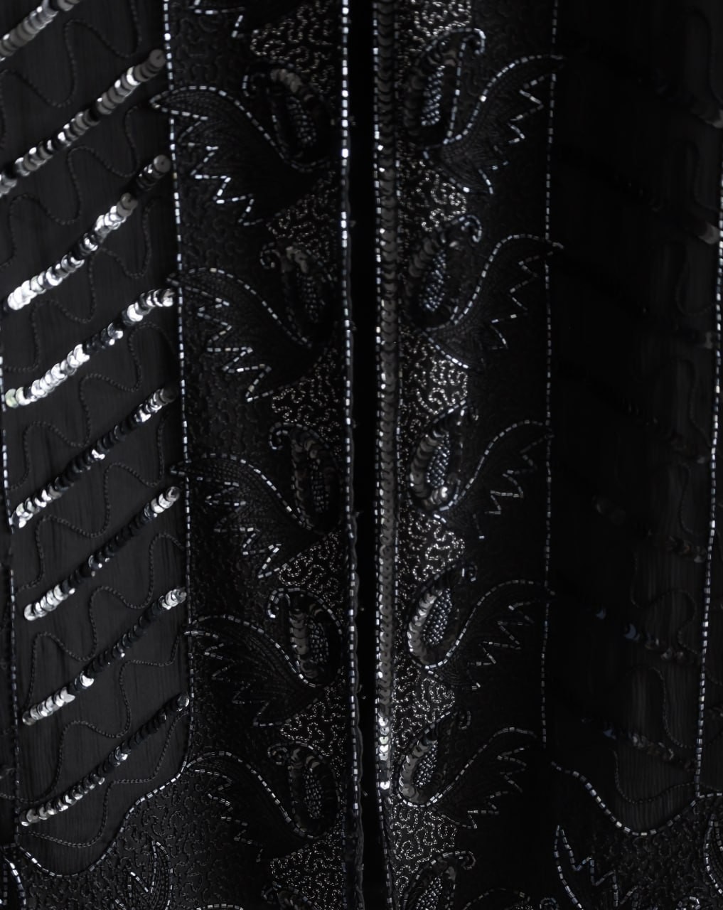 Vintage 100% Silk Beaded Sequin Black Evening Jacket C&A Your Sixth Sense XL