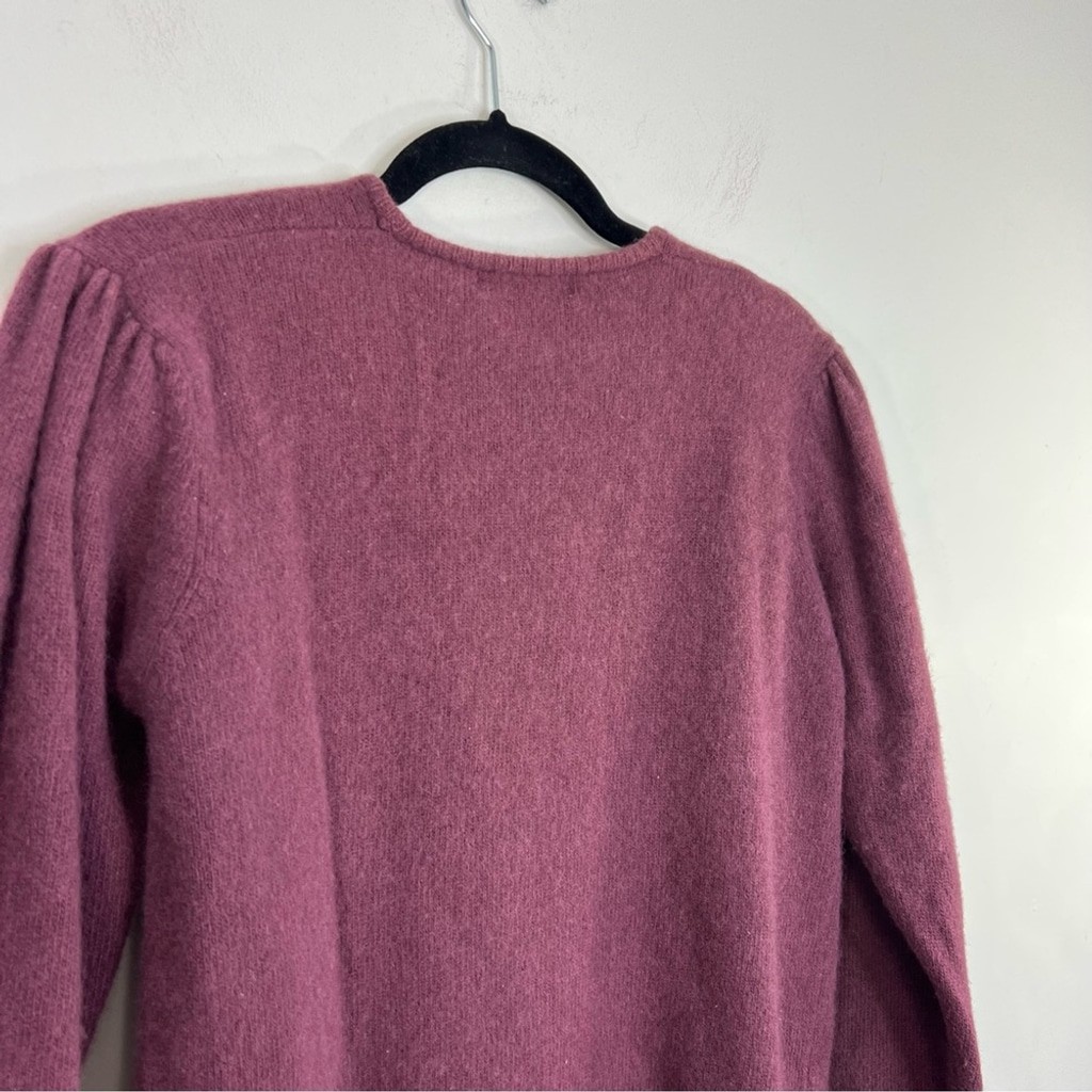 Vintage 90s wool Angora soft fuzzy plum wine puff sleeve cardigan sweater M