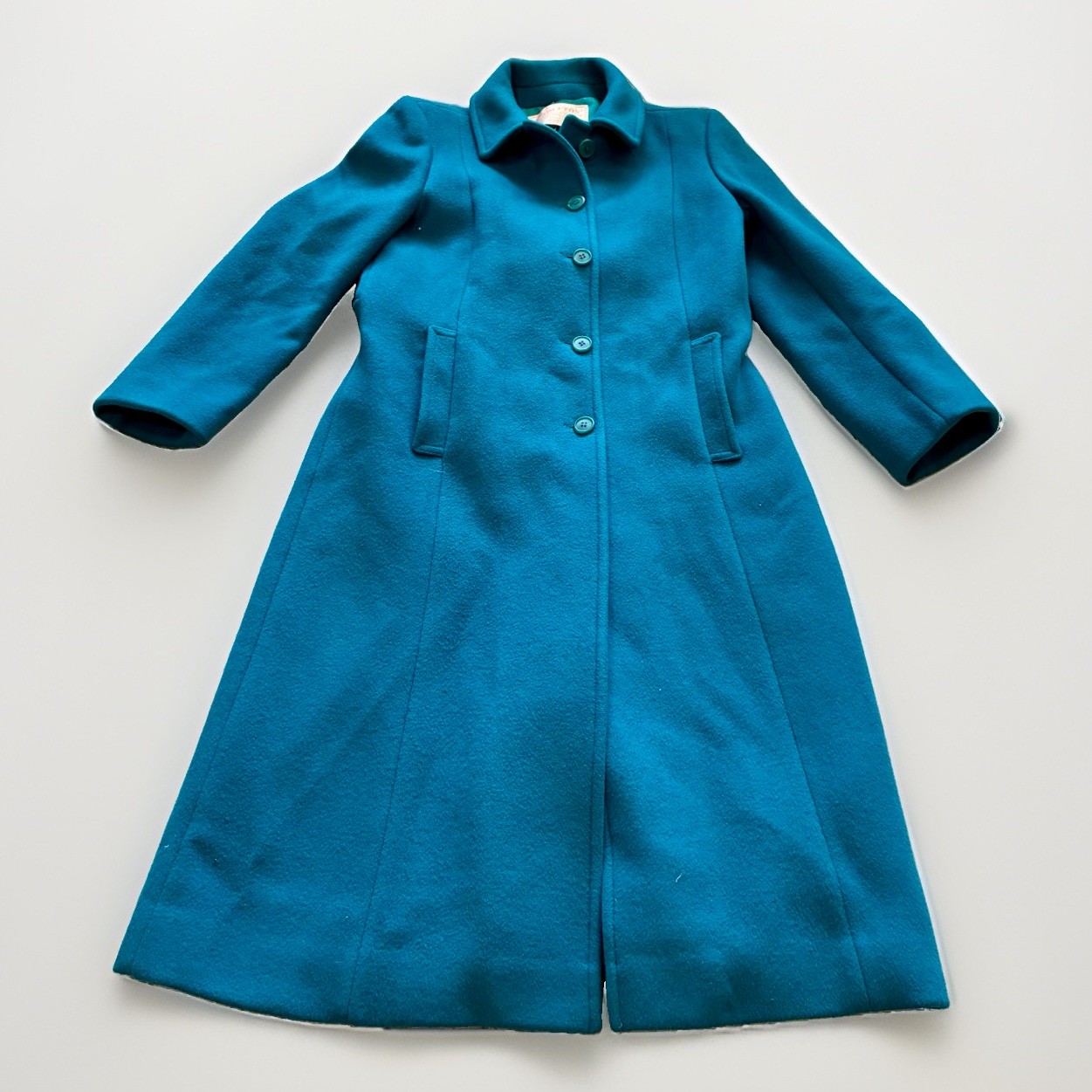 VTG 1970s Pendleton Virgin Wool Lined Teal Trench Coat Women’s Size 10 Old Money