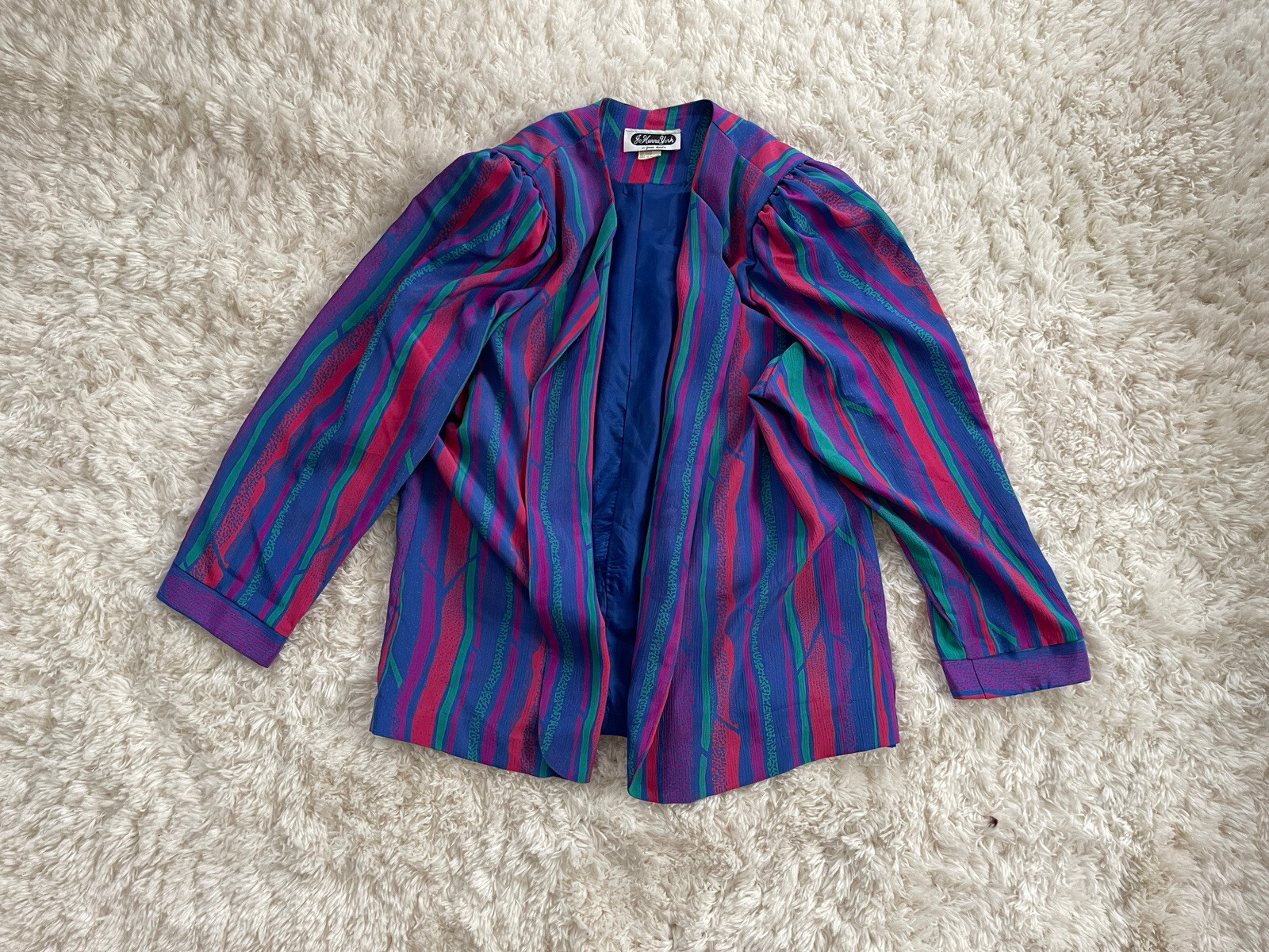 Vintage 80s Colorful Rainbow Women’s Jacket Jo Hanna York Polyester 18W