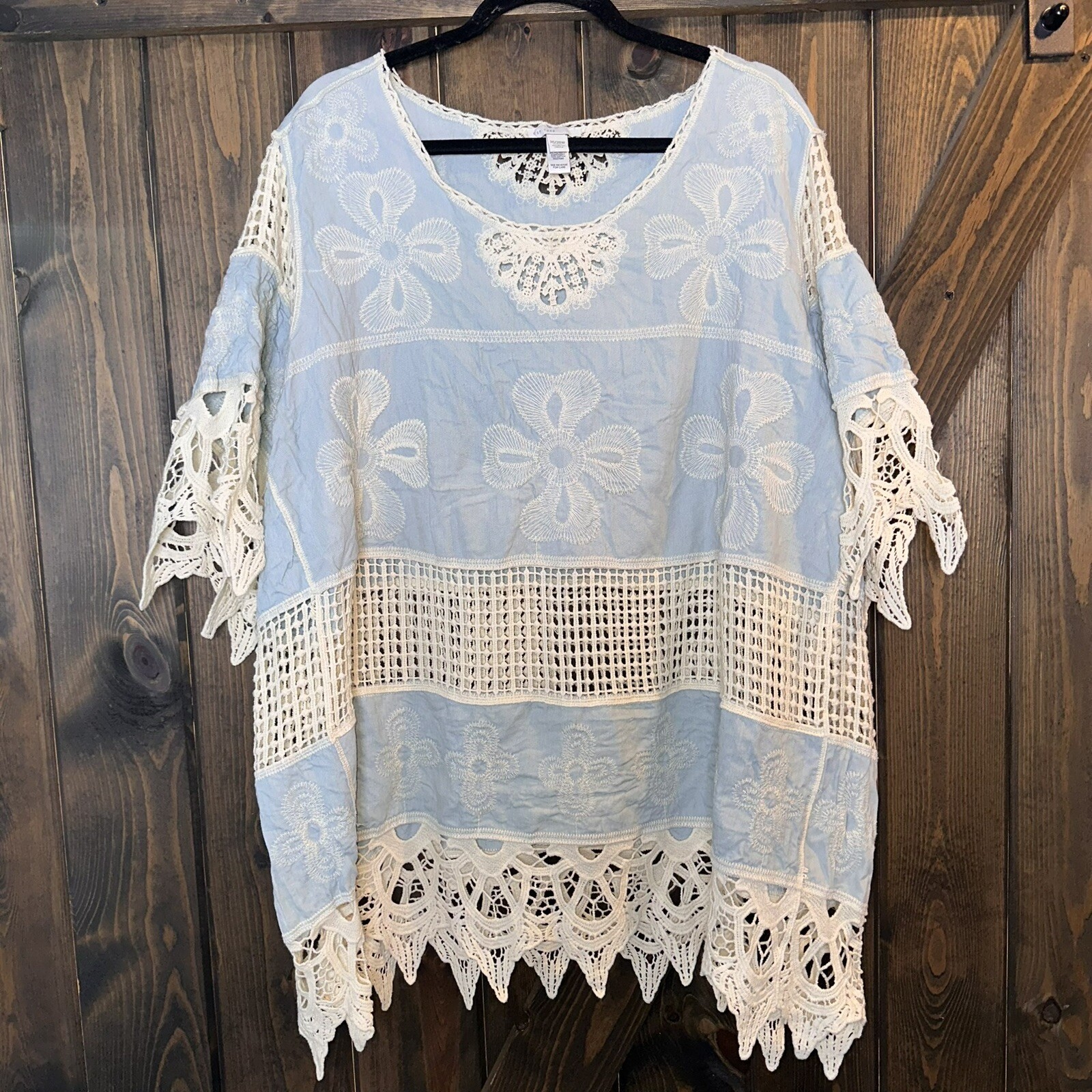 C Est. 1946 Floral Crochet Lace Top Bohemian Summer Cottagecore Plus Size 26/28W