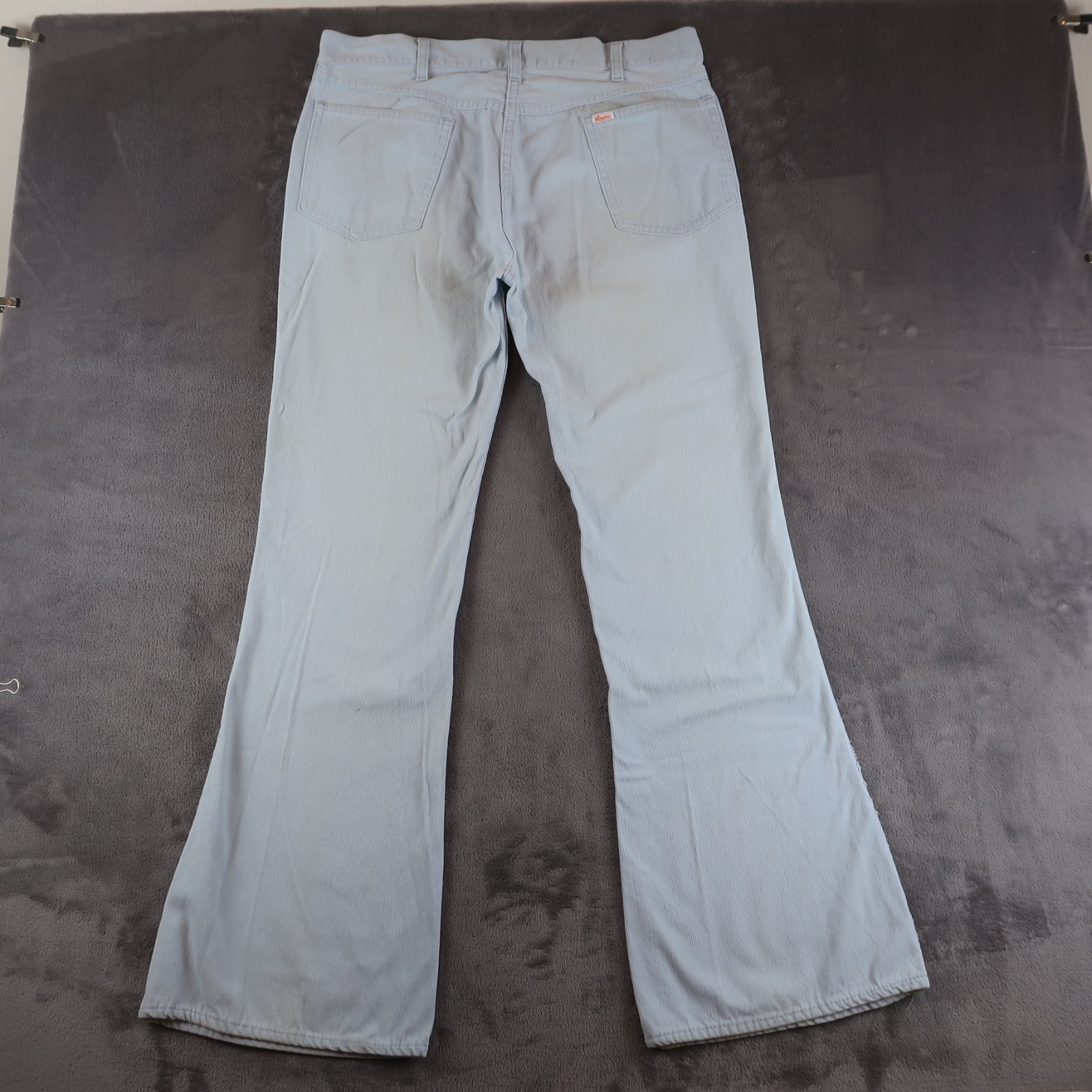 Vintage 70s Oshkosh B’Gosh 35×31 Powder Blue Corduroy Bell Bottoms Unisex Flare
