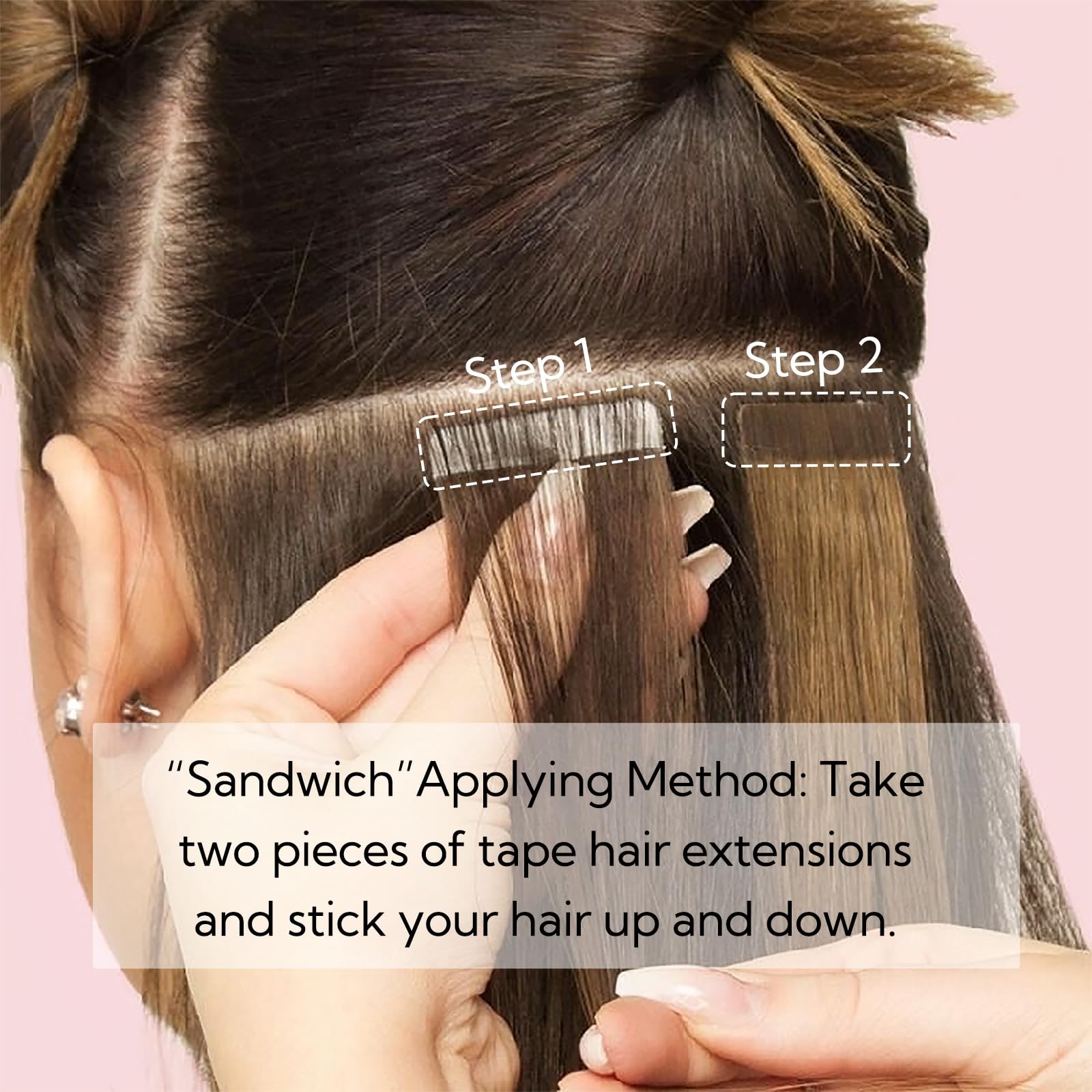 HOTBANANA 18″ Tape-in Hair Extensions 20pcs 50g Auburn Ginger Straight Remy