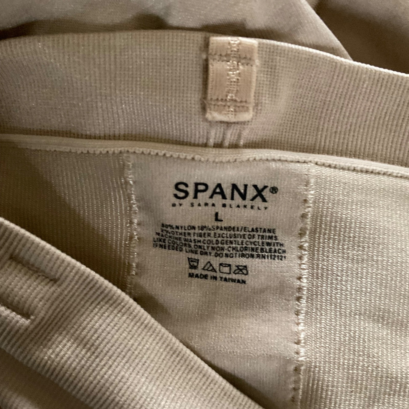 Spanx Sara Blakely Shiny Beige Girdle Open Gusset High Waist Shape-ware Sz. L
