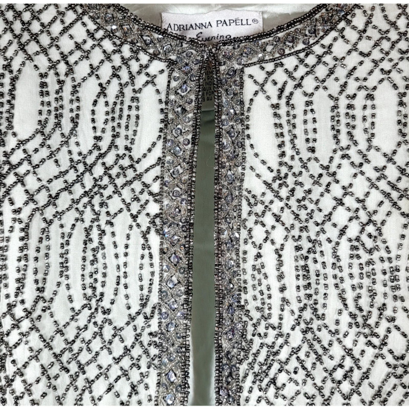 Adrianna Papell Evening Jacket 100% Silk Intricate Crystal Beaded Womens NWT