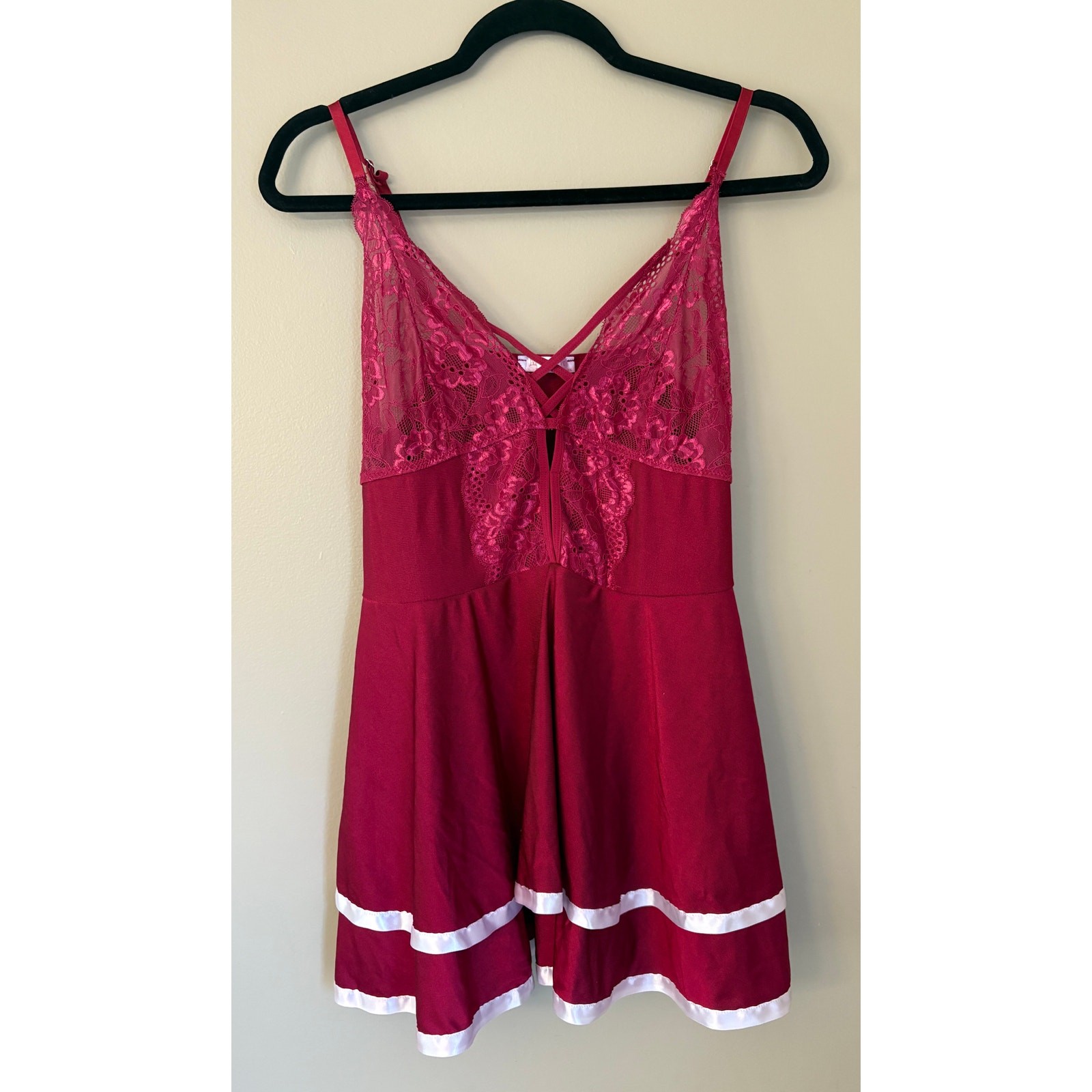 Avidlove Women Sexy Lingerie Lace Chemise Sleepwear Comfy Lingerie XXL Red White