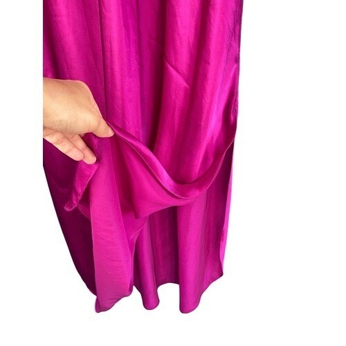 T10 Vintage Ms. B. Fuchsia Pink Purple Embroidered Slip Dress 80s 90s Large 57″