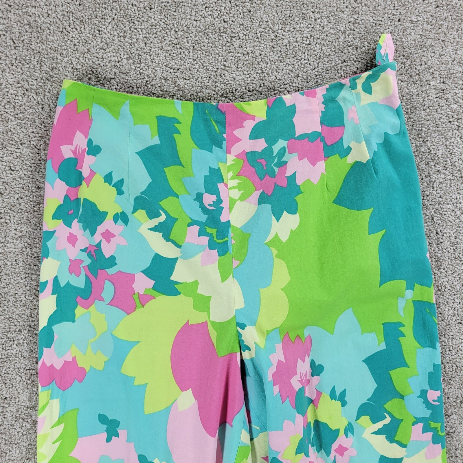 VTG &Trousers Capri Womens 6 Pink Green Floral Preppy Coastal Resort Wear