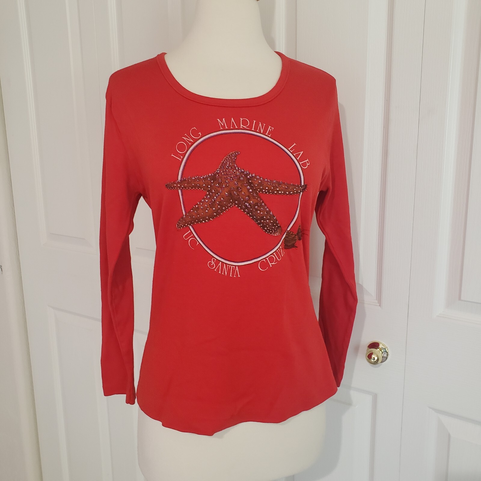 Vtg 70s Long Marine Lab UC Santa Cruz Graphic T Shirt Long Sleeve Fun-Tees XL