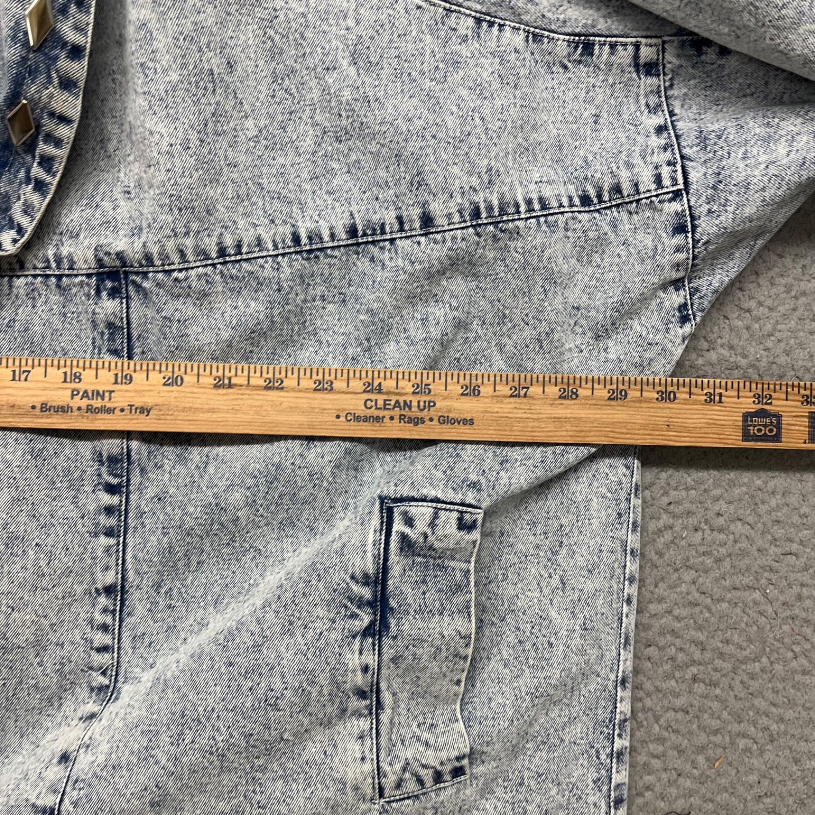 Vtg Acid Wash Denim Jacket Womens XL Light Wash Studded 80’s 90’s Retro