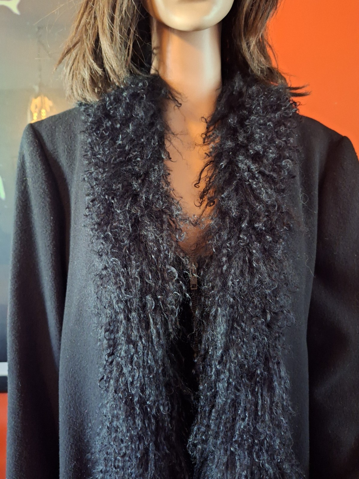 VTG 90s Y2K Marvin Richards Genuine Mongolian Curly Lamb Wool Penny Lane Coat 12
