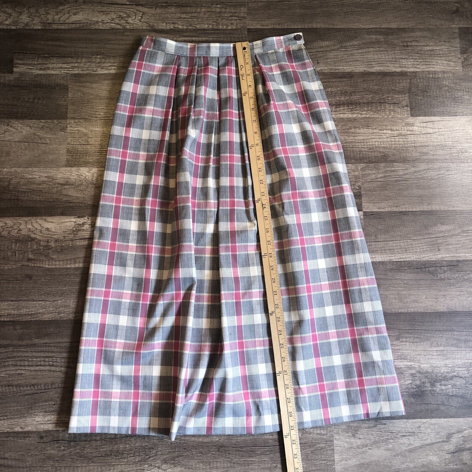 VTG Pendleton Country Sophisticates Skirt Womens S Pink Plaid Pleated Midi Silk