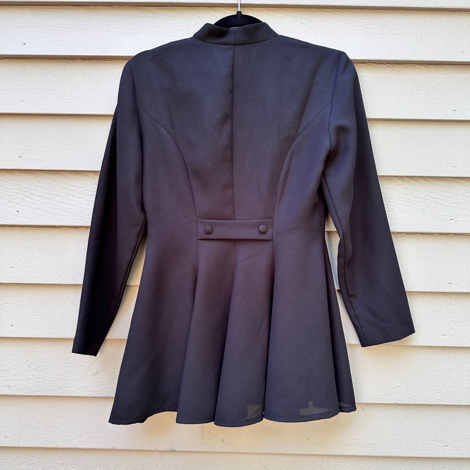 Petite Sophisticate Vintage Black Peplum Blazer Top Button Front Made in USA 0P