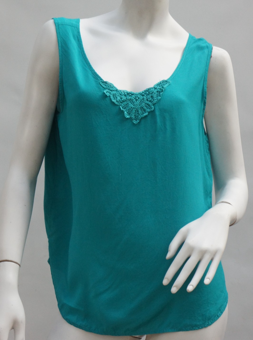 Vintage 80s Lace Trim Teal Tank Top By Impressions Of California Boho