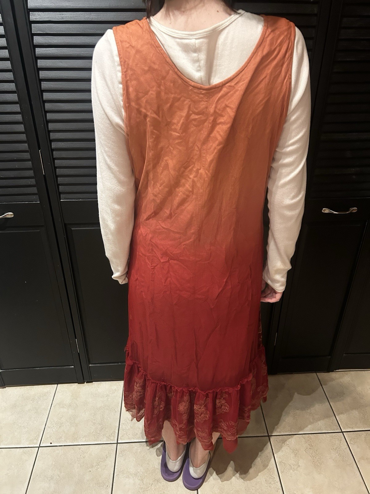 Vintage April Cornell Anastatia Dress Pink & Orange & Red Lace Perfect For Fall