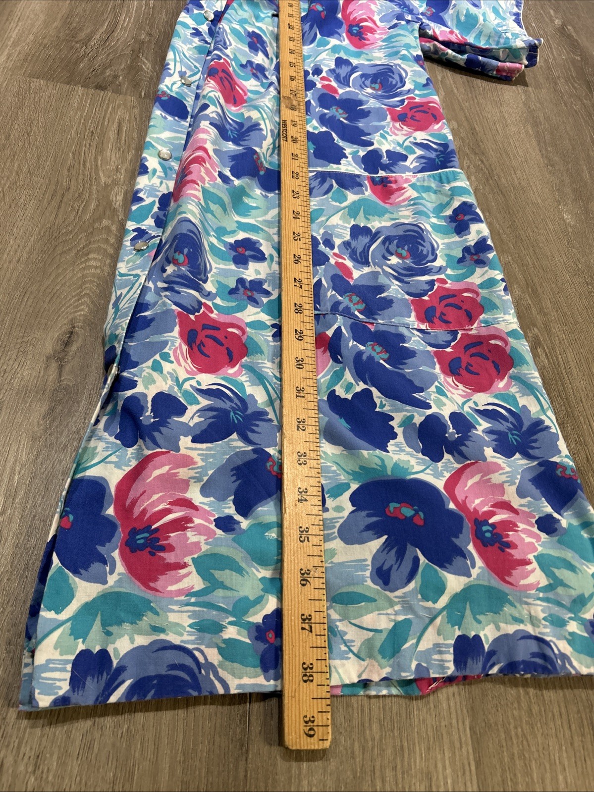 VTG 80s Kelly Reed Floral Golden Girls Short Sleeve Snap Front House Dress, Med.