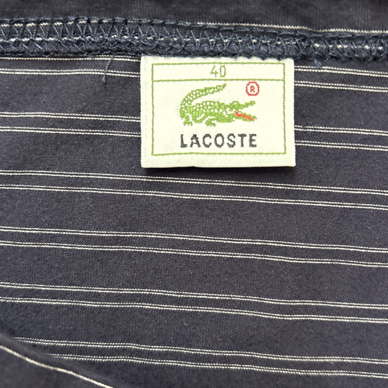 Vintage Lacoste Women Dress Summer Chic Navy & White Striped Sz40 Nautical