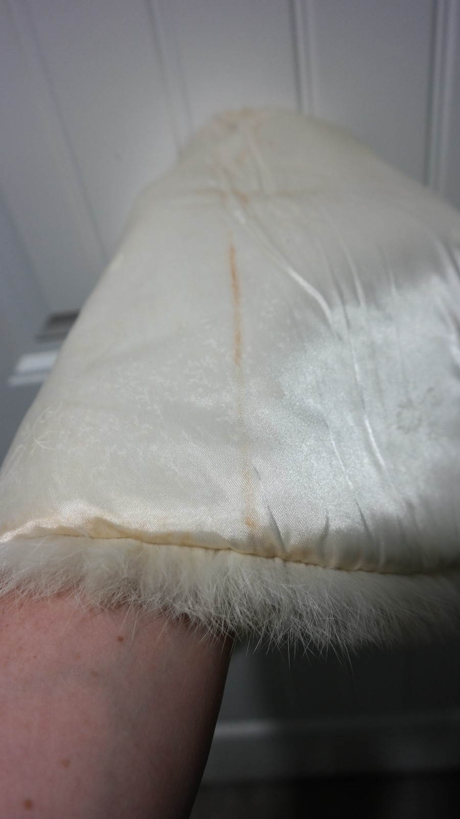 Vintage 60s Ivory White Rabbit Fur Cape Stole Old Money Formal Wedding