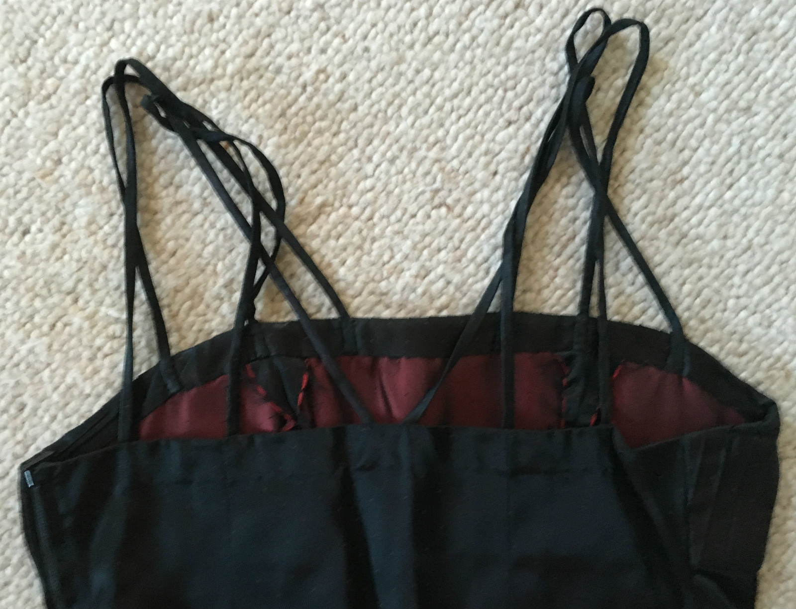 Vintage: Unique – Elegant LITTLE BLACK 40 Black with Burgundy Silk 70s