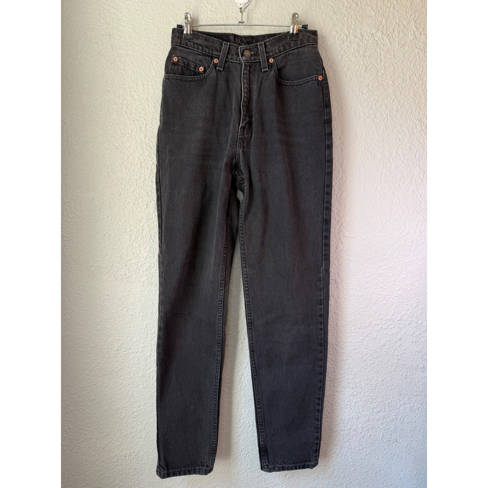 Vintage Levis 512 Slim Fit Tapered Leg Jeans High Rise Washed Black USA Made