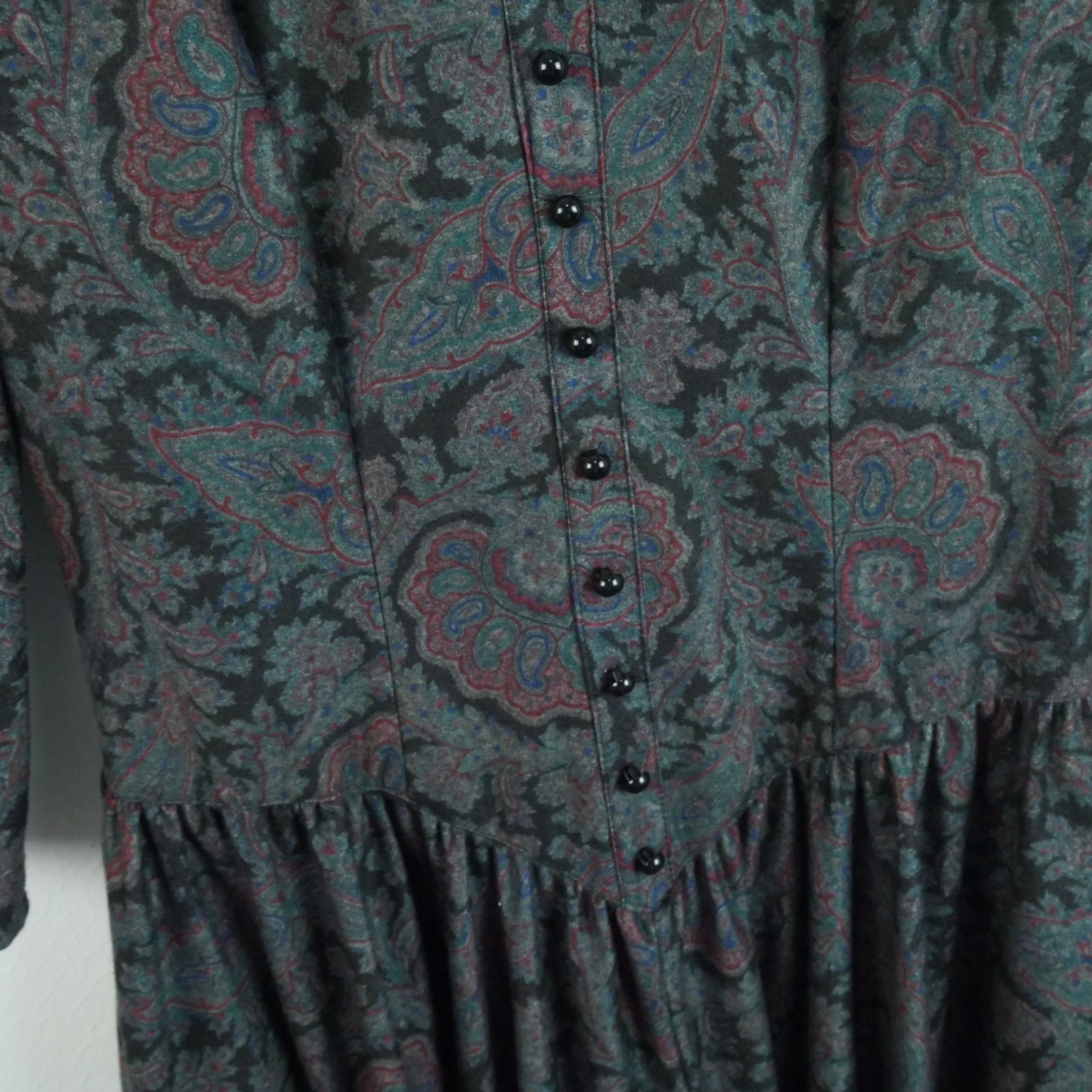 Vintage Small Flannel Prairie Dress Cottagecore Paisley Modest Victorian 80s