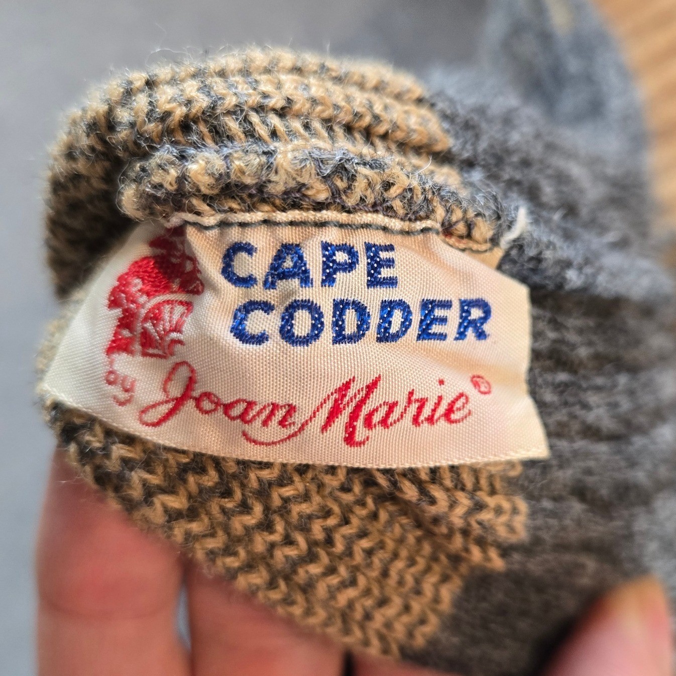 Cape Codder Joan Marie Sweater Women M Grey Tan Wool Striped 1950s True Vintage