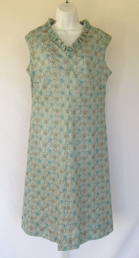 VINTAGE 1960s 70s MOD JUST’N TIME DRESS FLORAL PAISLEY BELT RUFFLE POLYESTER