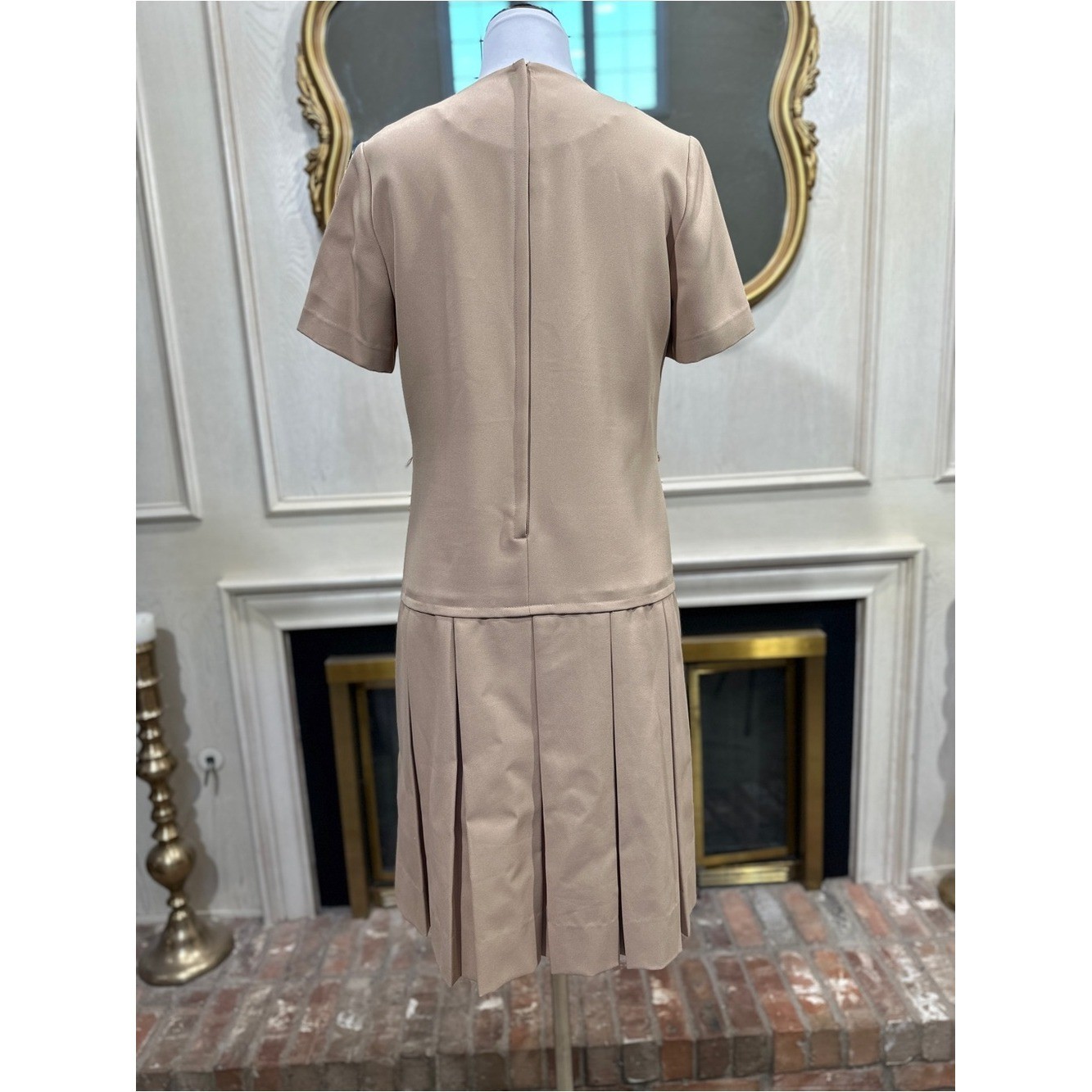 Jeanne Durrell Dress 14 Beige Vintage Mod Dark Academia Preppy Minimalist