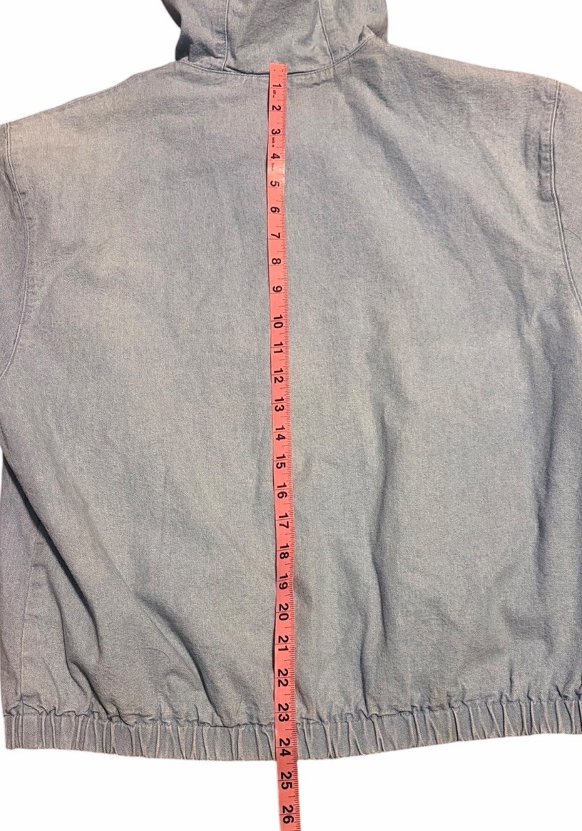 Eddie Bauer Outsoor Chambray Denim Jacket Women’s M Light Blue Hooded Vintage