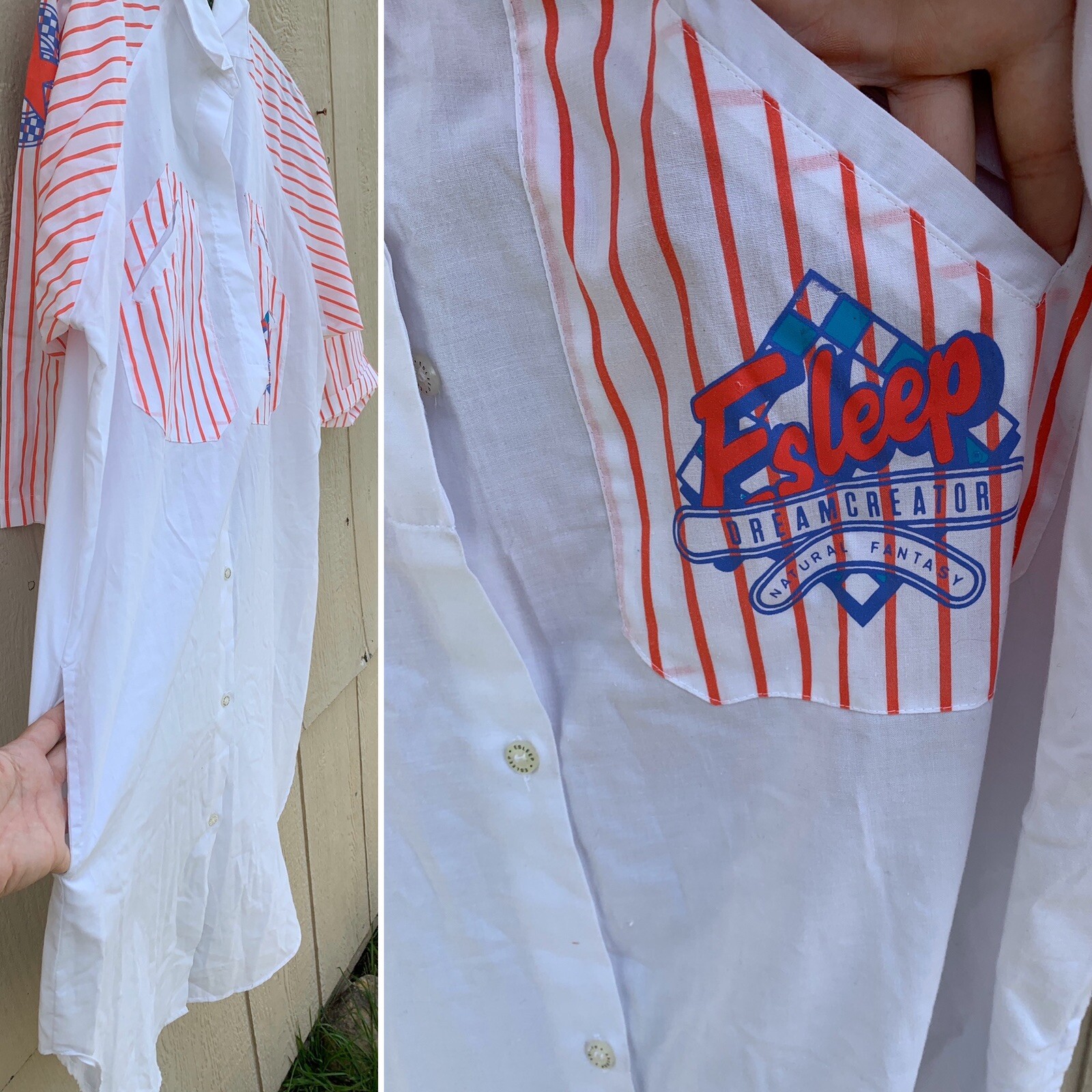 Vintage ESLEEP Nightshirt COP Club Of Pajamas Esleep Rock Cafe 1980s 1990s