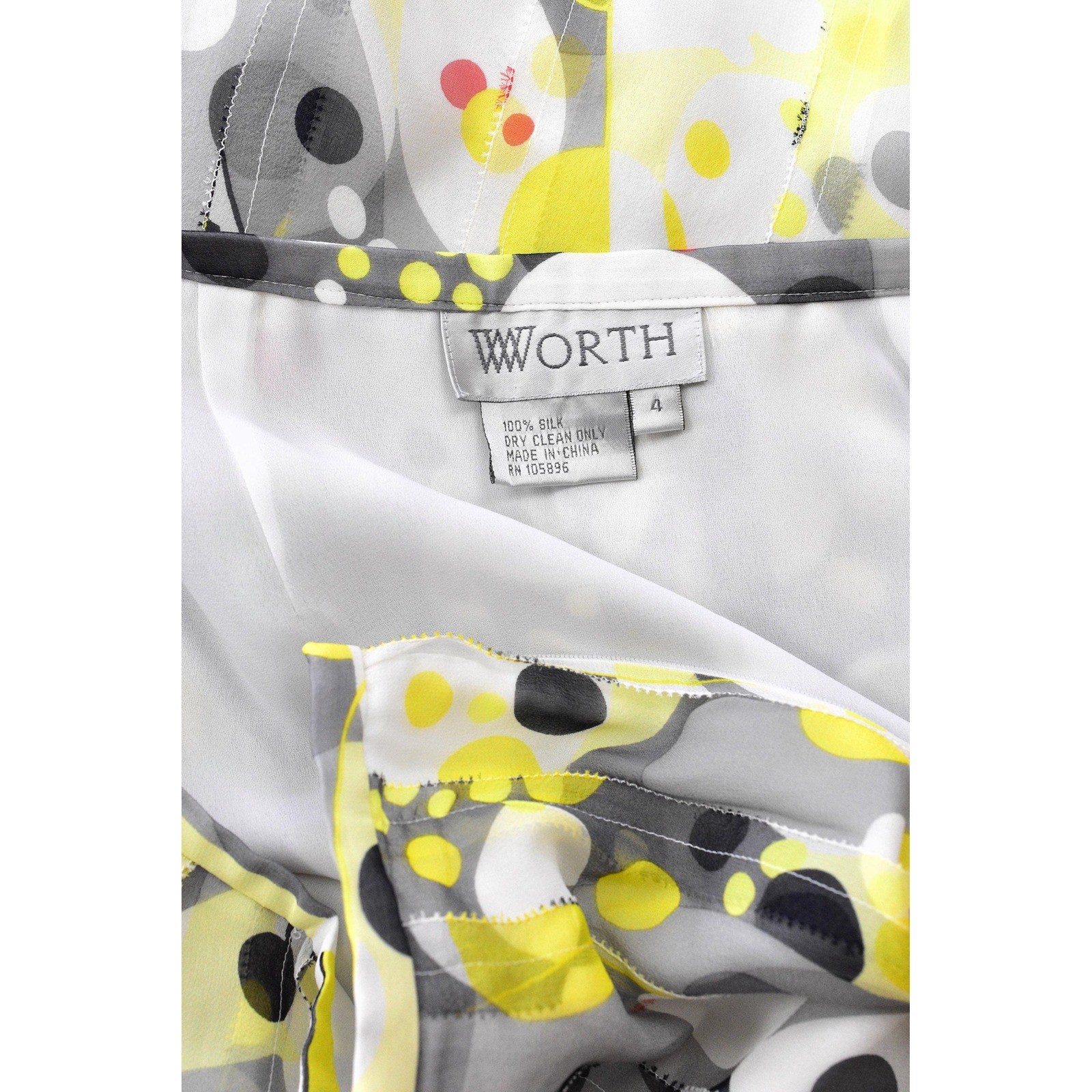Y2k Silk Scarf Neck Top & Skirt Set Womens 4 S Blouson Sleeveless Yellow Gray