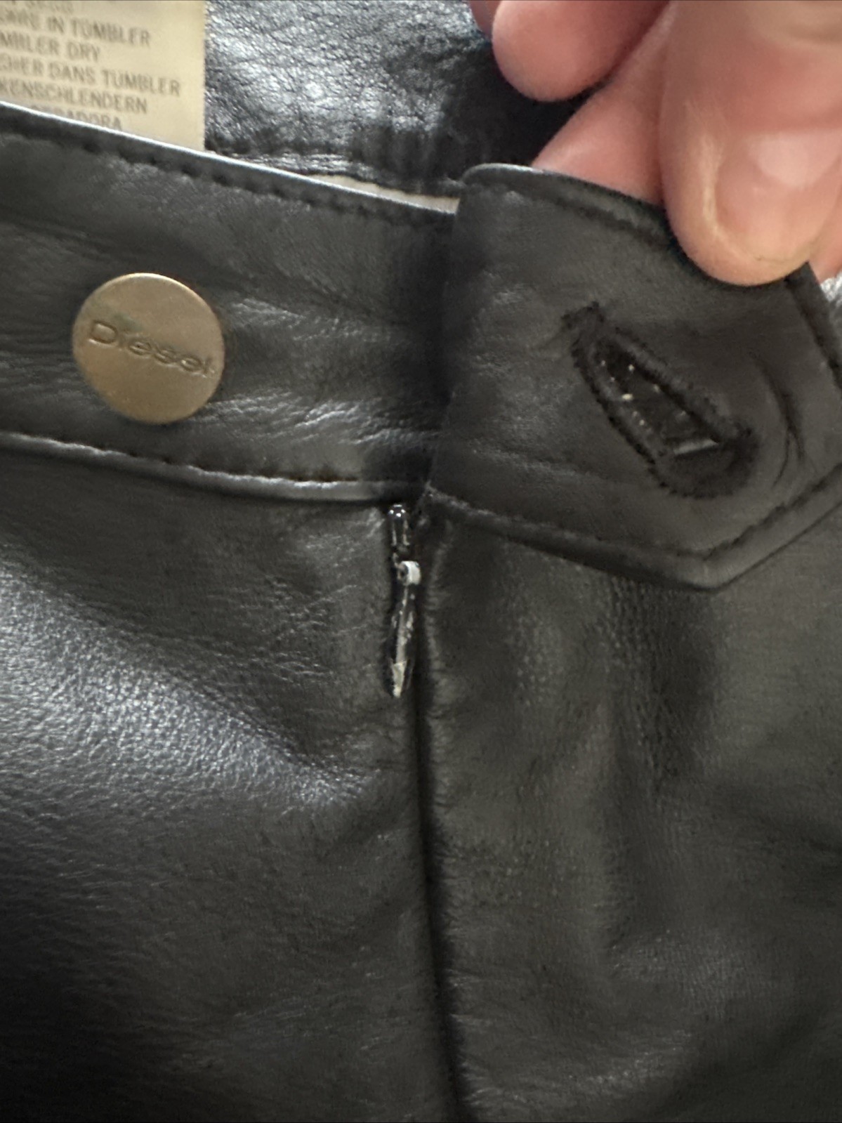 Vintage 80’s Diesel Black Leather ETICHETTA Pants No Pockets Size M
