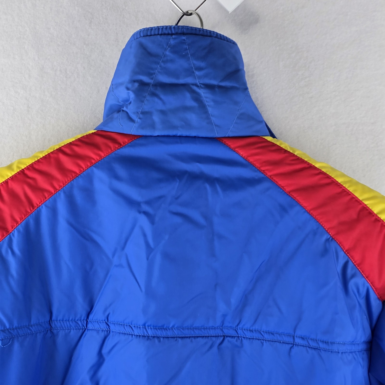 Vintage 80s Snuggler Ski Wear Jacket XL Blue Yellow Red Stripe Retro Colorful