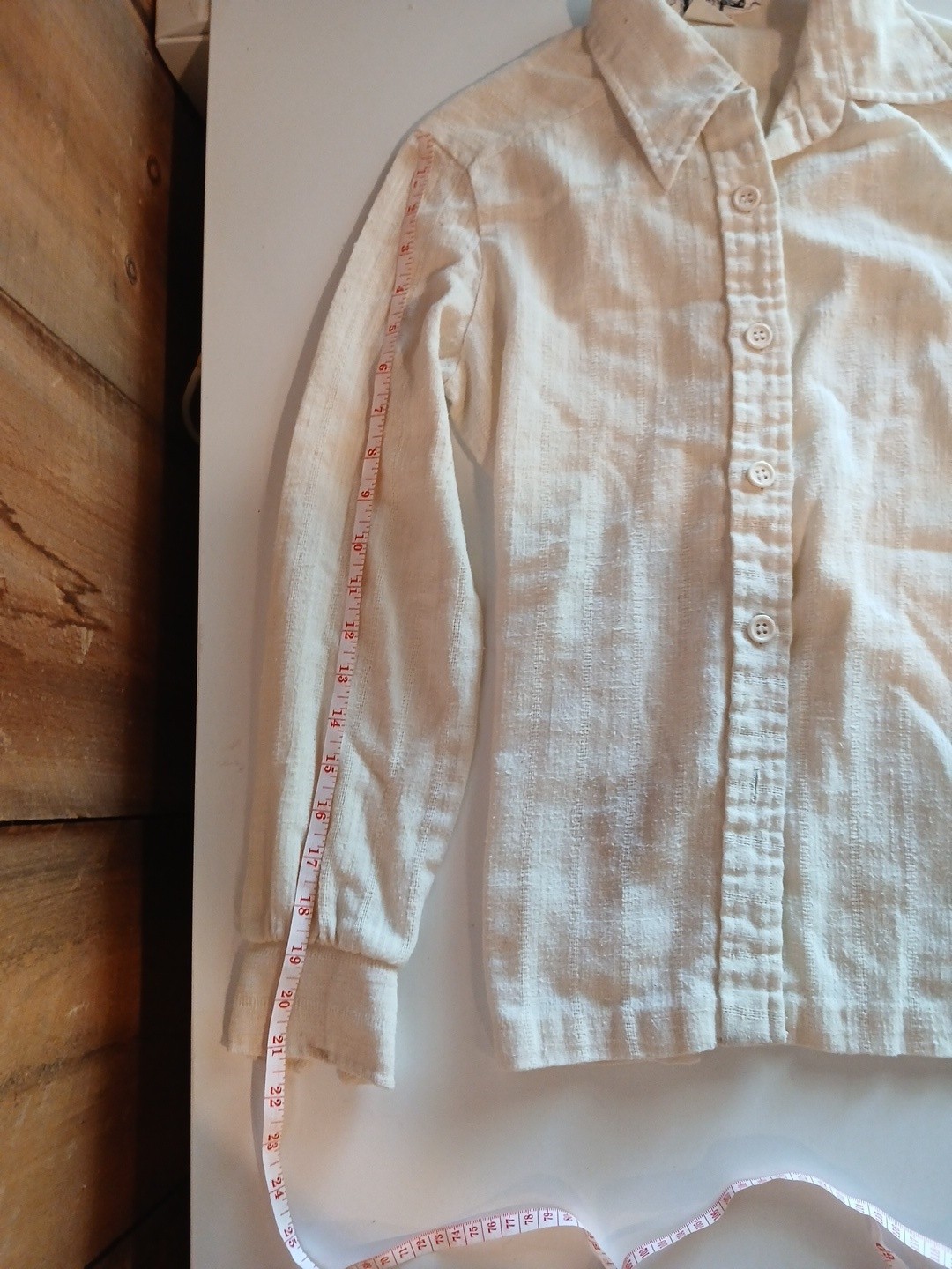 VTG 70s Lady Manhattan 2 Pc Set Cream Textured Cotton Poly Blouse Tank