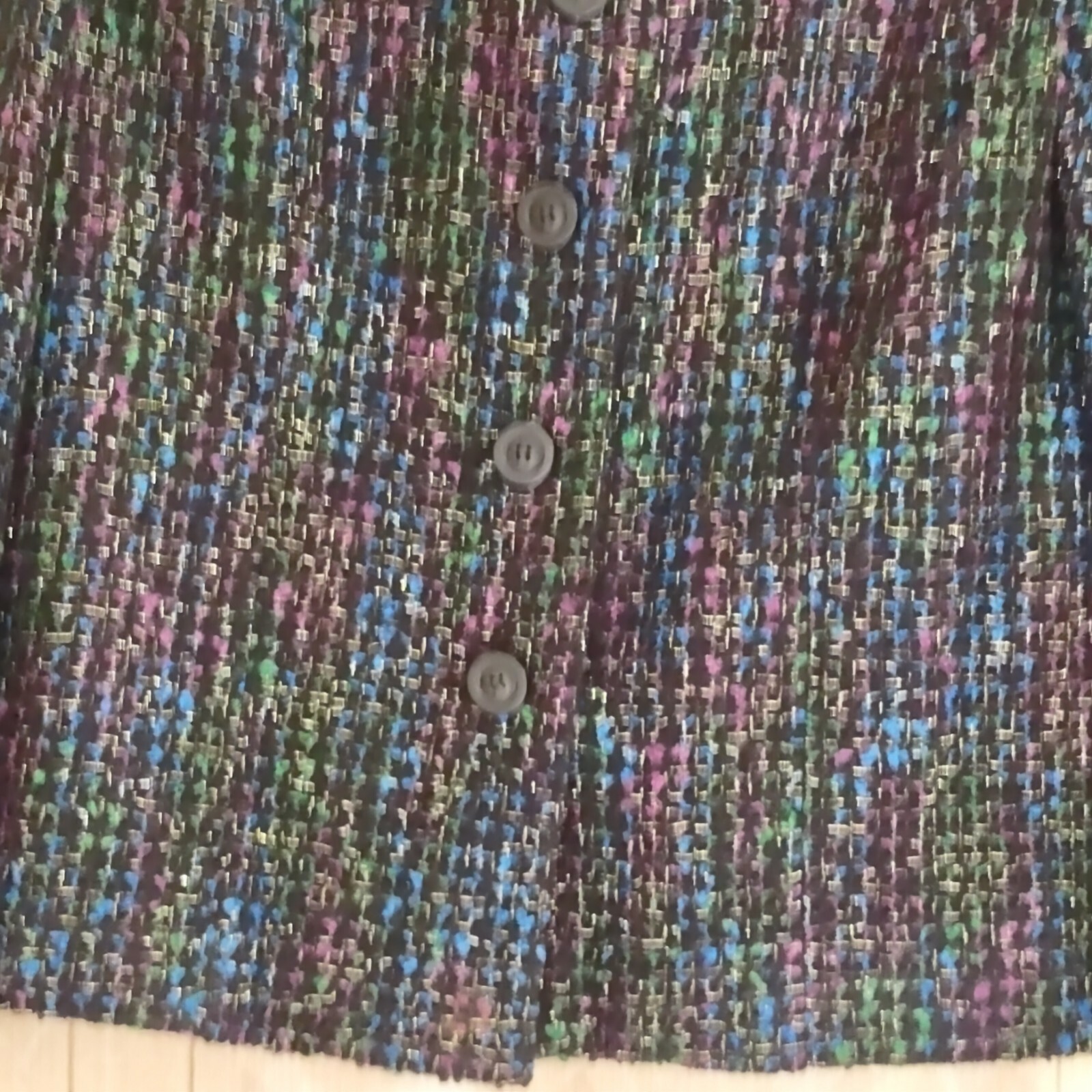 Studio Works Colorful Tweed Blazer Jacket Shoulder Pads Size 10 Black Metallic