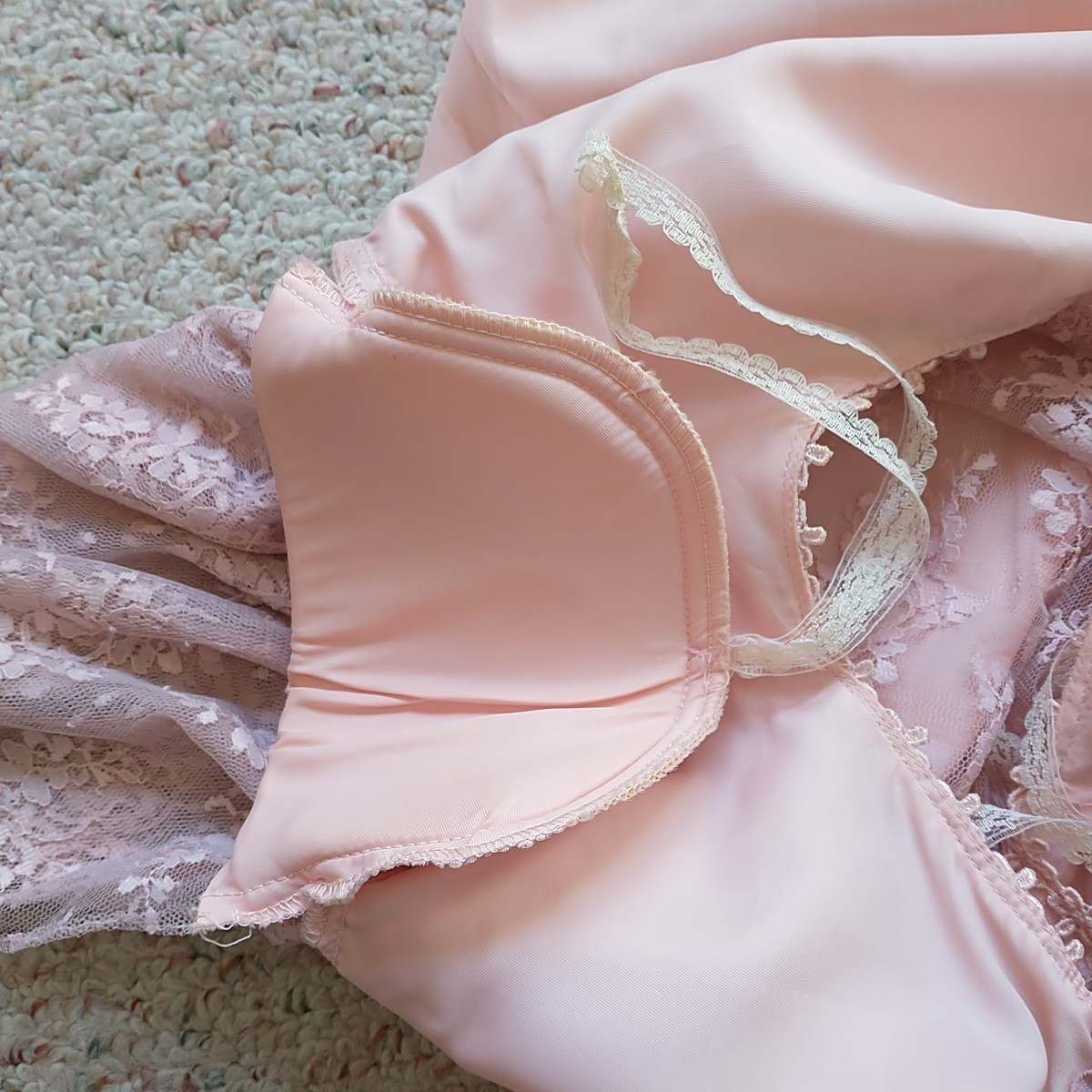 Vtg Barbara Chodos Michael Marcella Dress 12 Pink Floral Lace Bow Drop Waist
