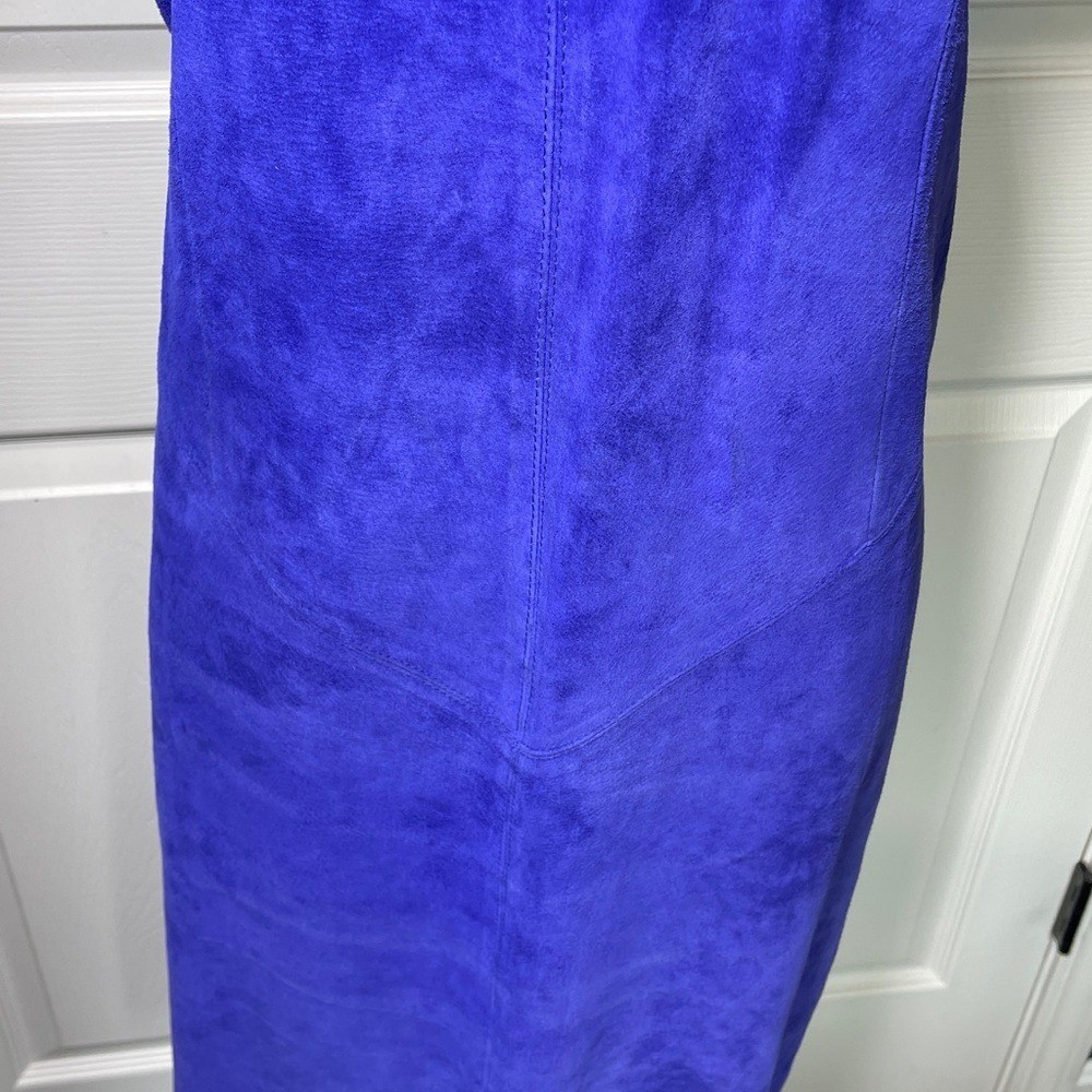 Vintage SUEDE Lauren Alexandra Royal Blue Short-Sleeve Purple Dress Size 14