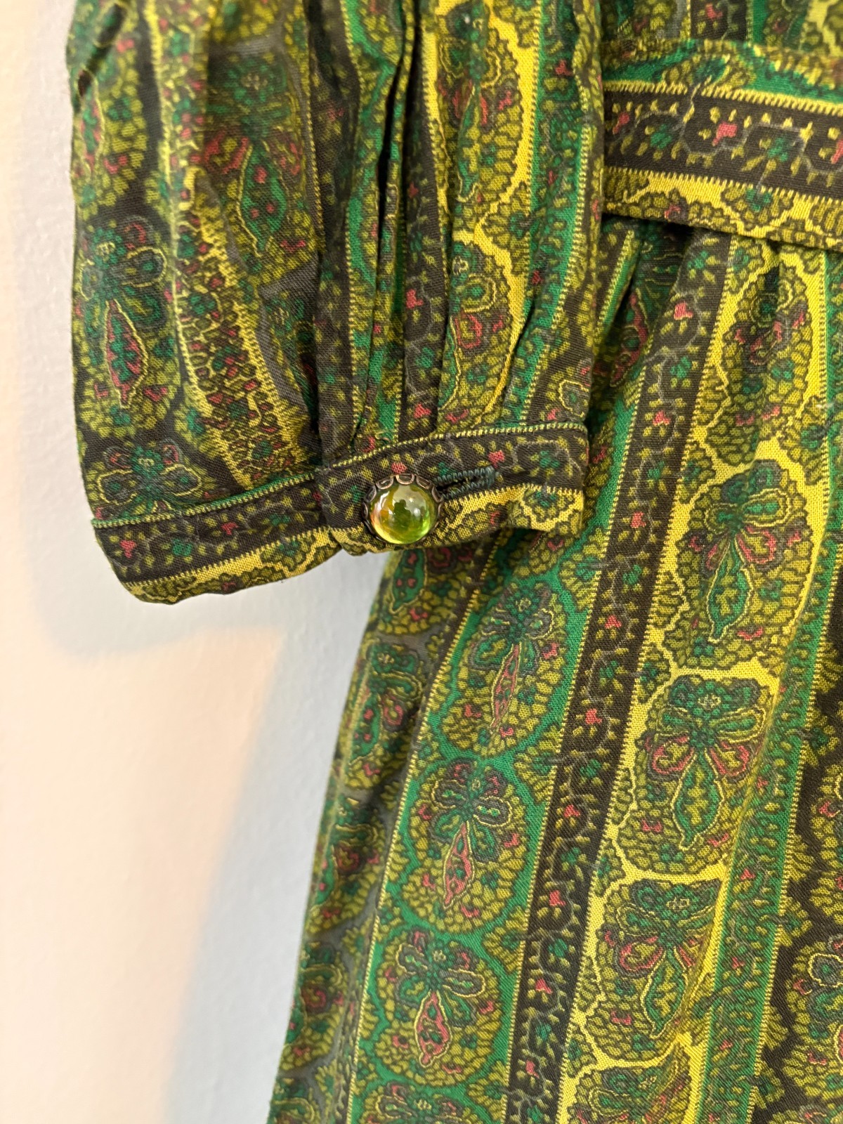 Vintage Handmade Green Dress 3/4 Sleeves Small
