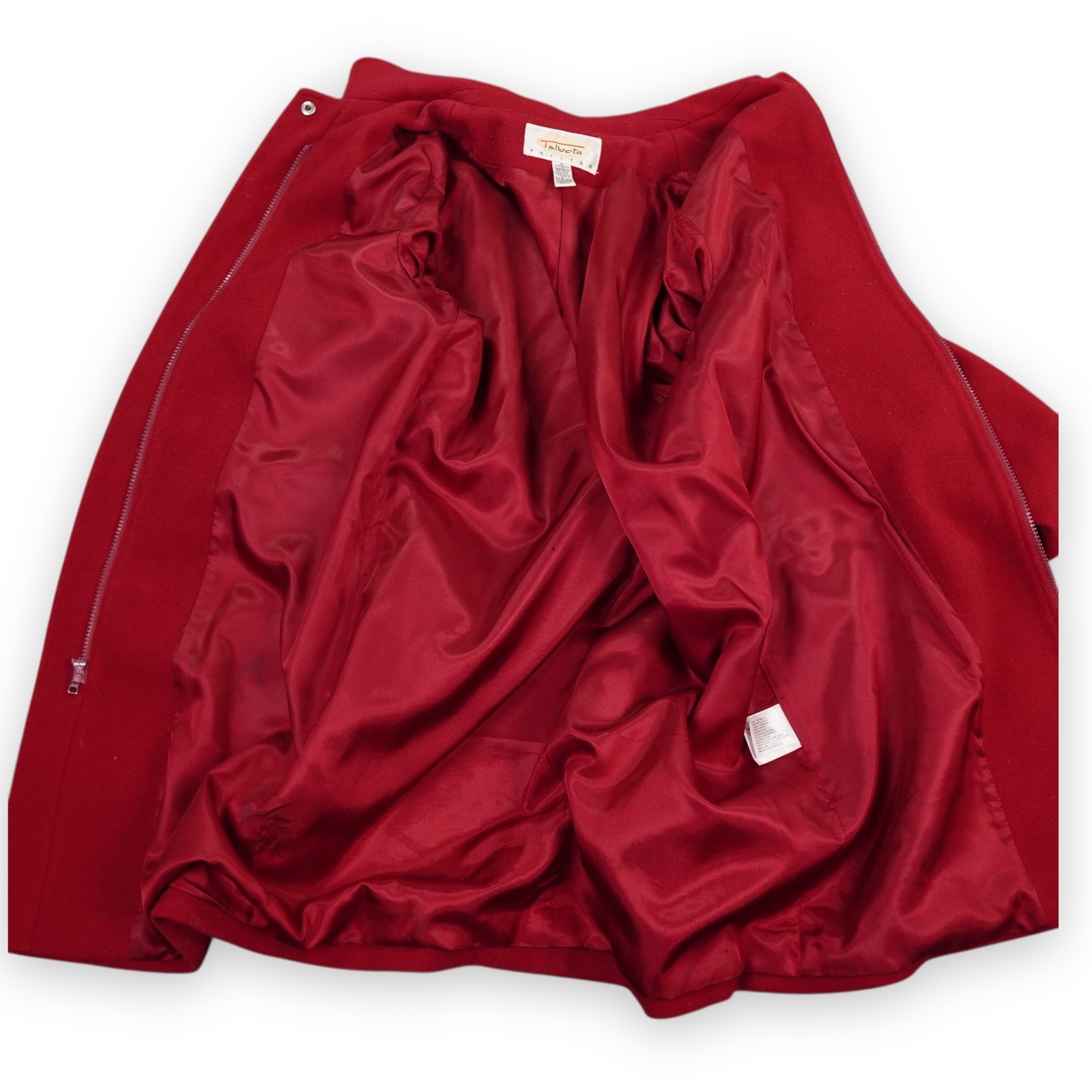 VTG Talbots Wool Toggle Duffel Coat Womens 6 Red Petite Removable Hood Gorpcore