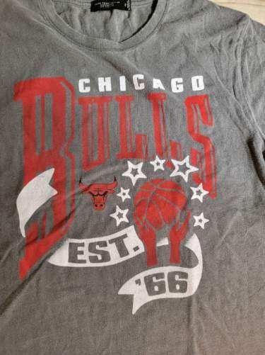 Chicago Bulls Gray And Red Distressed Vintage Tee In 2XL