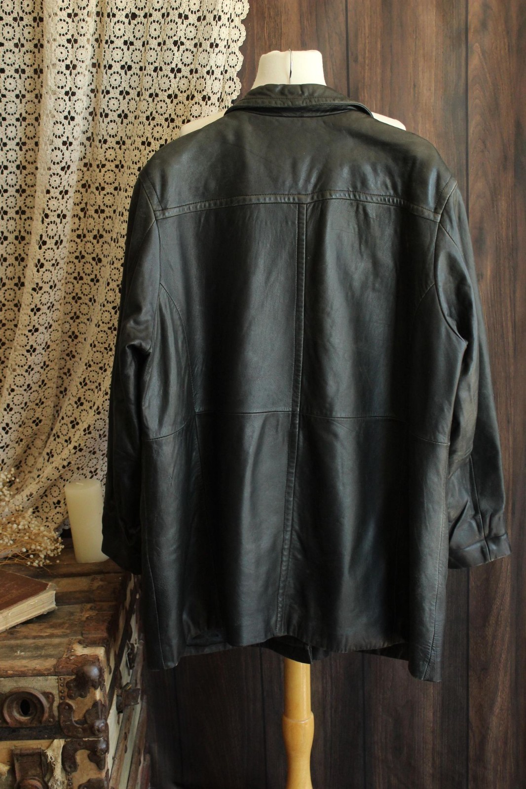 Vintage 1990s Leather Jacket, Volup Size 2X Wilsons Leather Black Car Coat, Pell