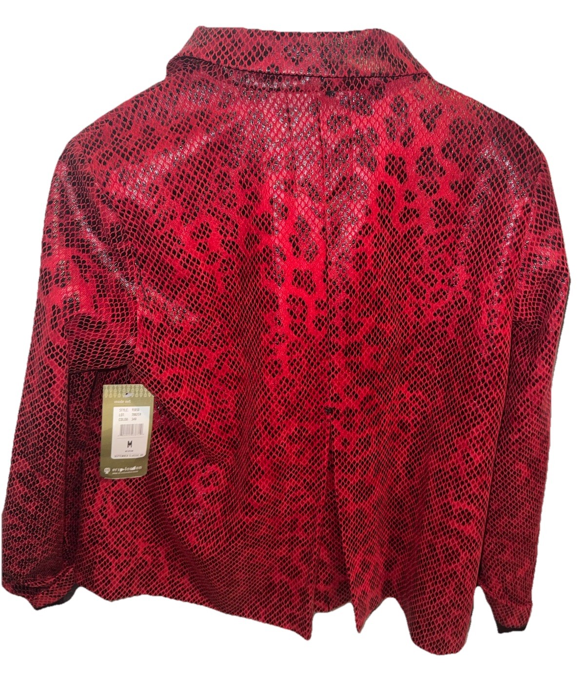 Vintage Erin London Jacket Red Snake Faux Leather Cropped Medium Womens Y2K New