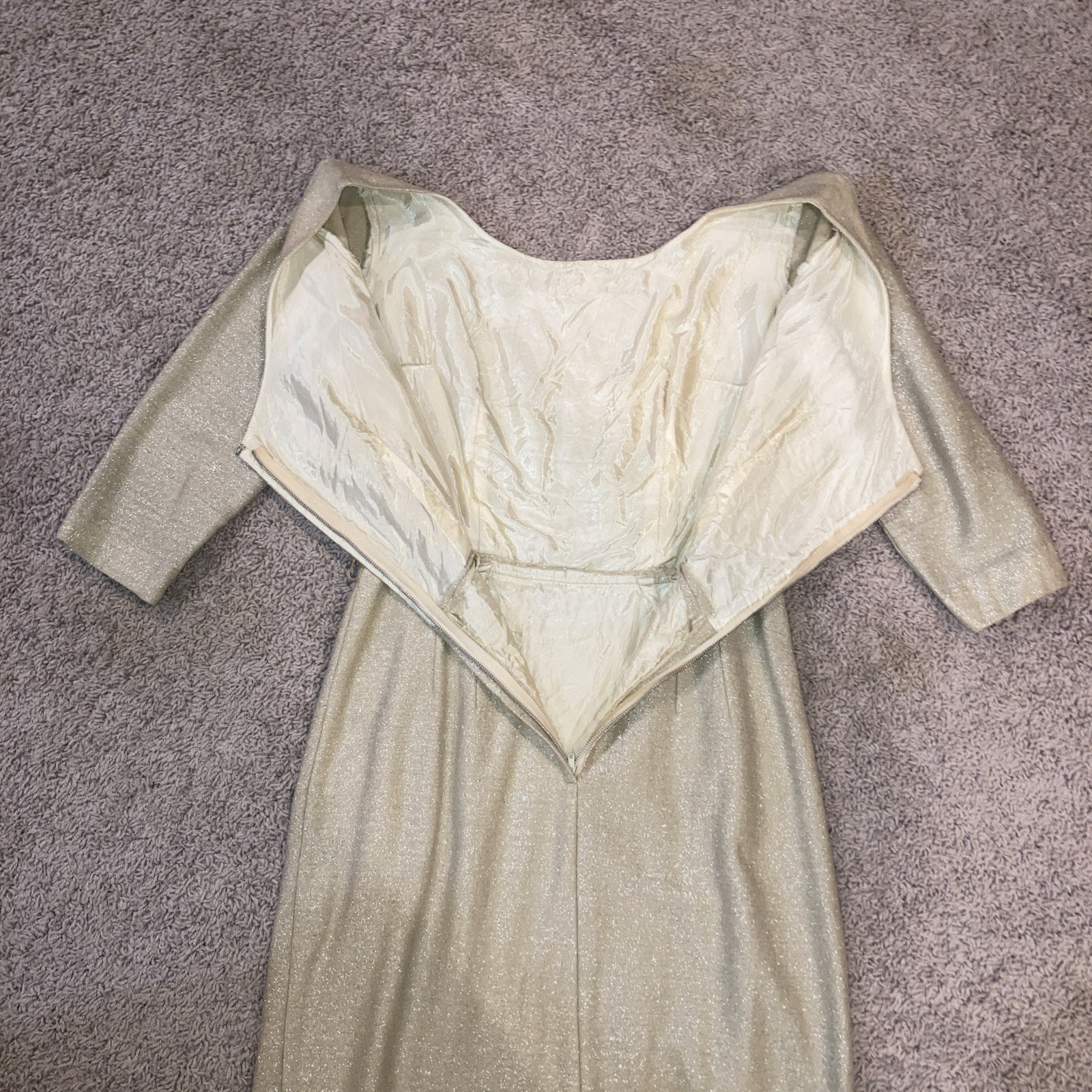 Vintage Champagne Gold Shift Formal Party Dress Mod MCM S 1960s
