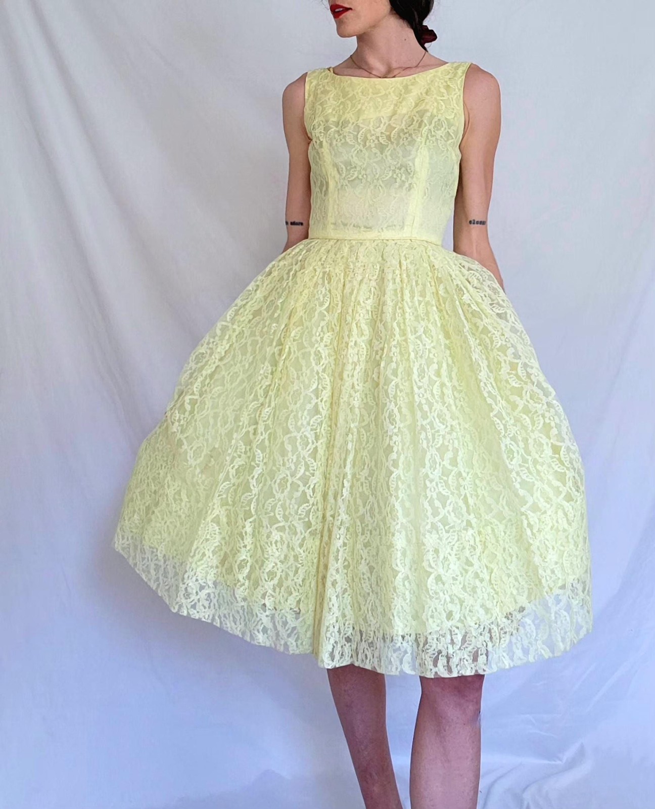 1950s Lace Fit and Flare Party Dress – Cupcake Prom Dress XS